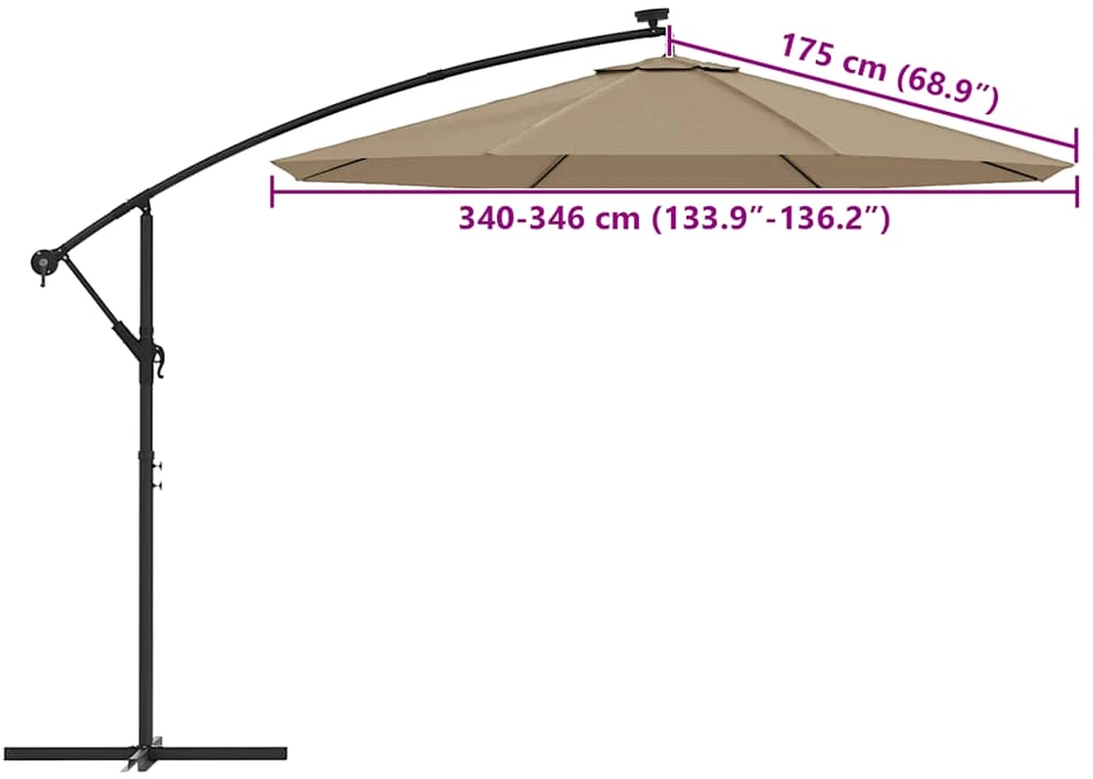 Pakaitinis audinys gembiniam skėčiui, taupe spalvos, 350cm
