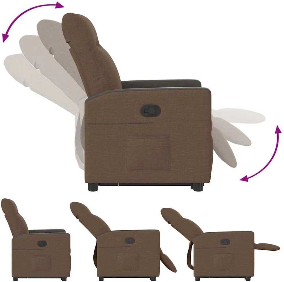 Fotelis Atsistojantis atlošiamas krėslas, rudos spalvos, audinys