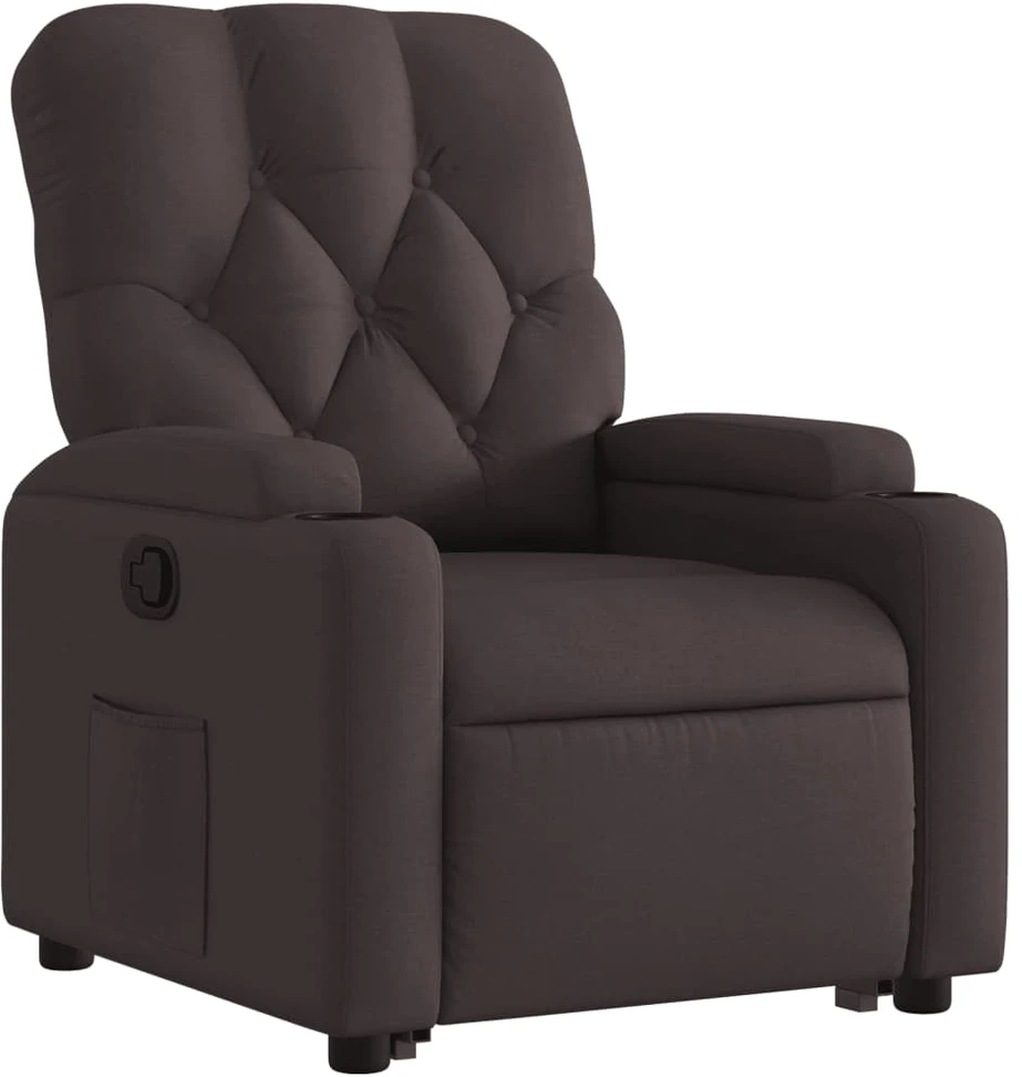 Fotelis Atsistojantis atlošiamas krėslas, tamsiai rudas, audinys