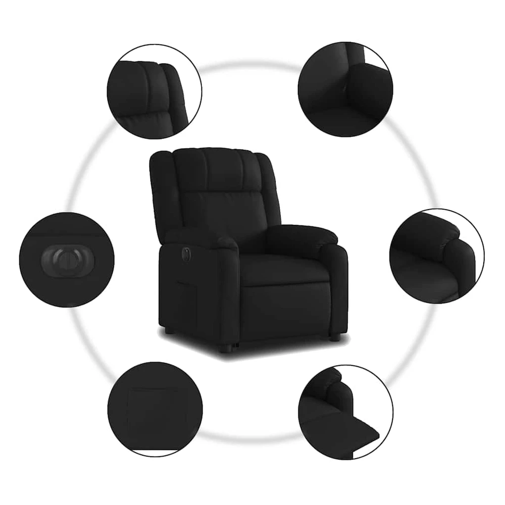 Fotelis Atsistojantis elektrinis krėslas, juodas, dirbtinė oda