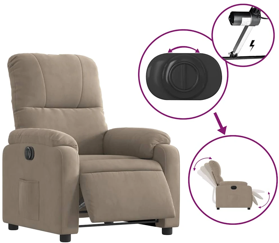 Fotelis Atsistojantis elektrinis krėslas, taupe, mikropluošto audinys