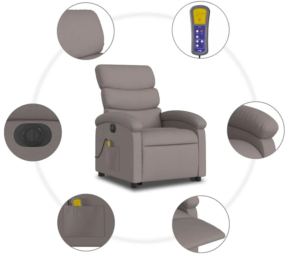 Fotelis Atsistojantis elektrinis masažinis krėslas, taupe, audinys