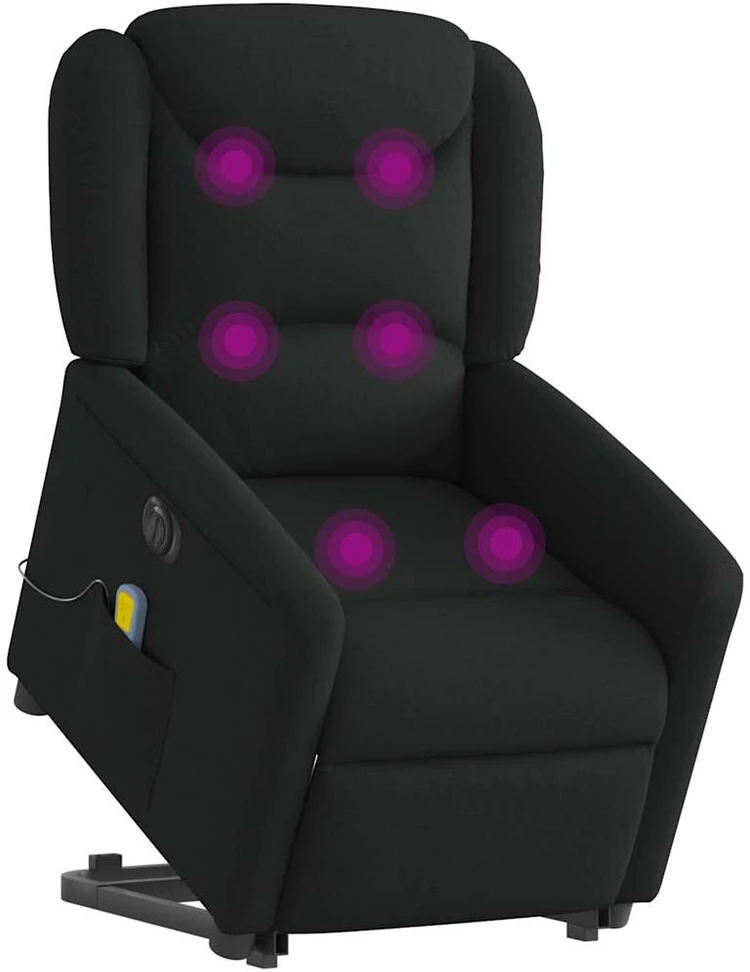 Fotelis Atsistojantis elektrinis masažinis krėslas, juodas, audinys
