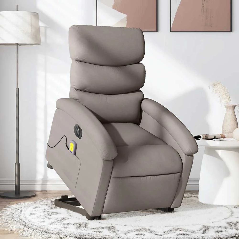 Fotelis Atsistojantis elektrinis masažinis krėslas, taupe, audinys