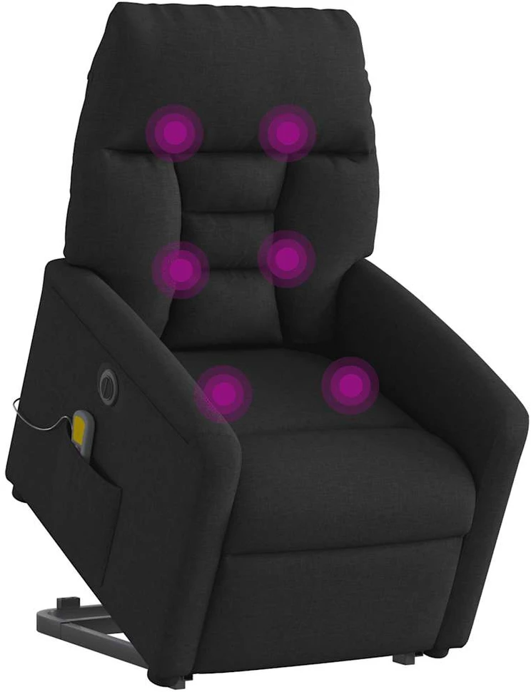 Fotelis Atsistojantis elektrinis masažinis krėslas, juodas, audinys