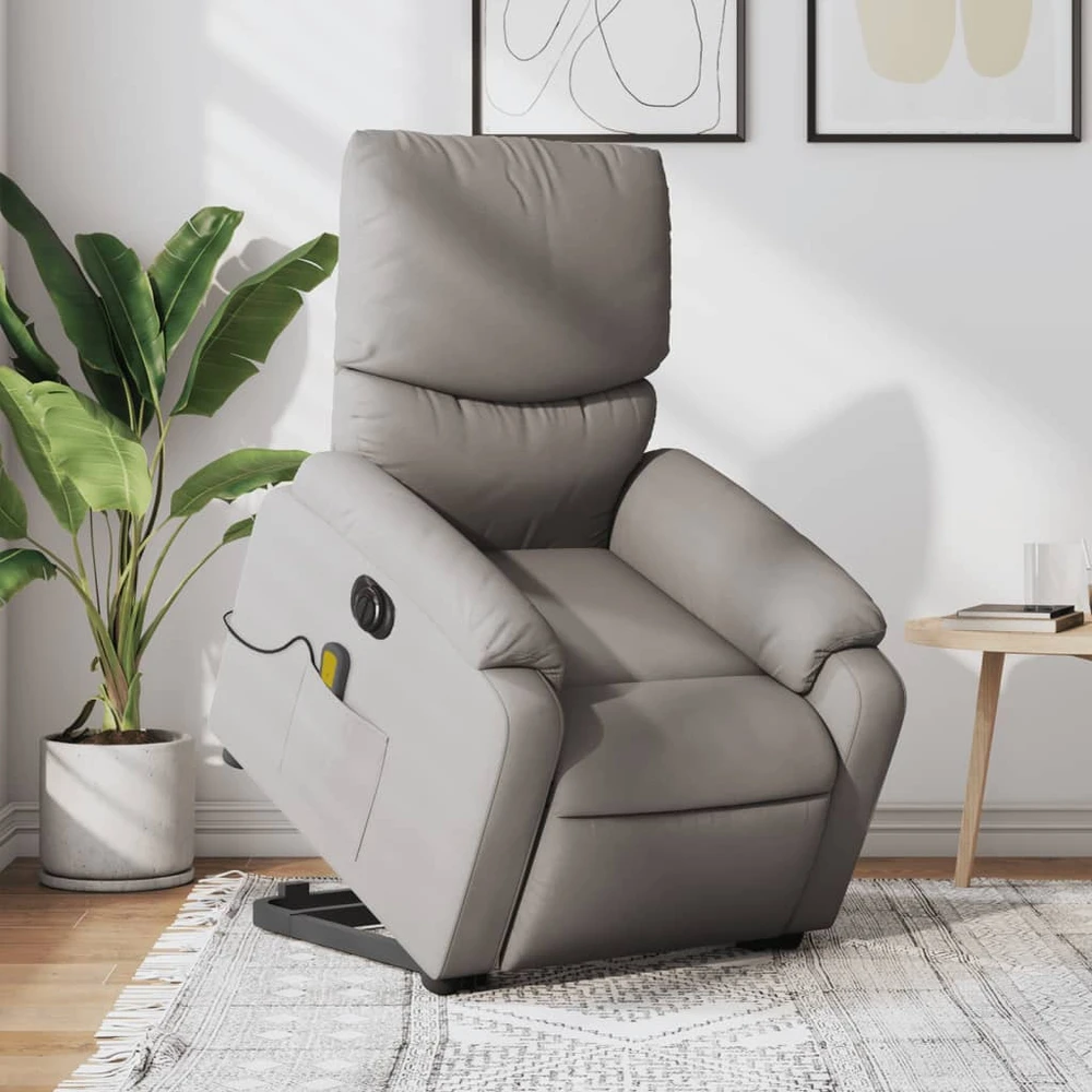Fotelis Atsistojantis elektrinis masažinis krėslas, taupe, audinys
