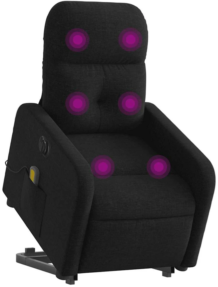 Fotelis Atsistojantis elektrinis masažinis krėslas, juodas, audinys