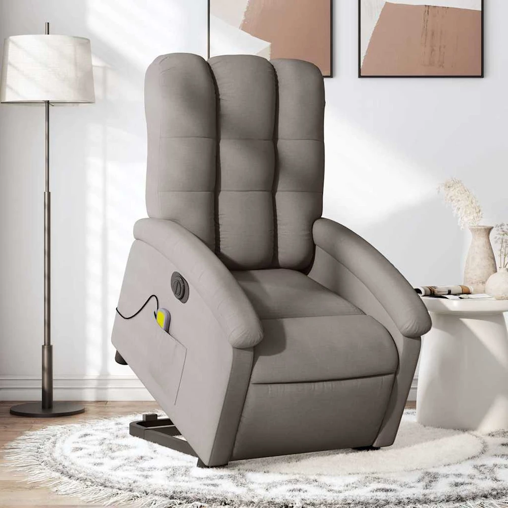 Fotelis Atsistojantis elektrinis masažinis krėslas, taupe, audinys