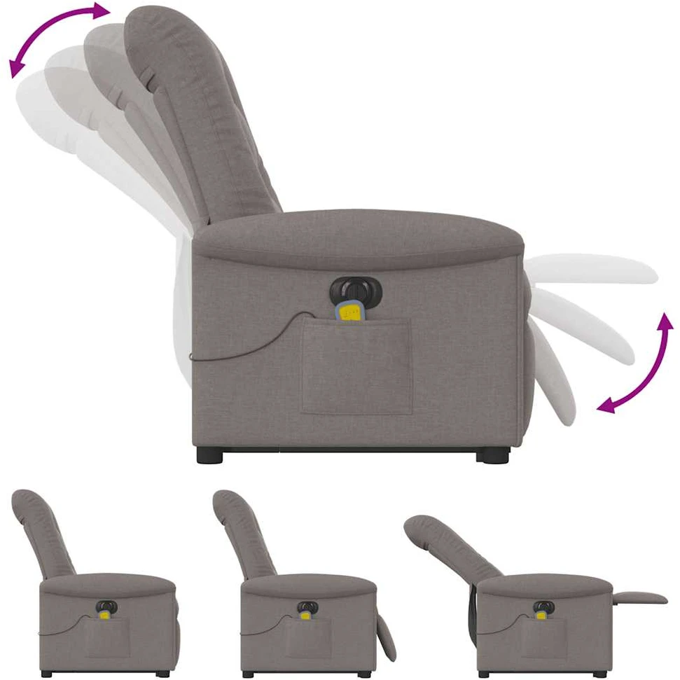 Fotelis Atsistojantis elektrinis masažinis krėslas, taupe, audinys