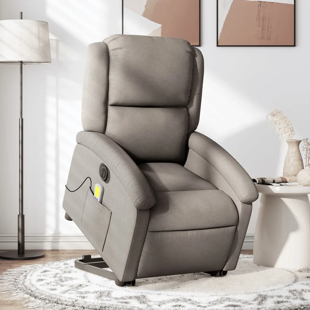 Fotelis Atsistojantis elektrinis masažinis krėslas, taupe, audinys