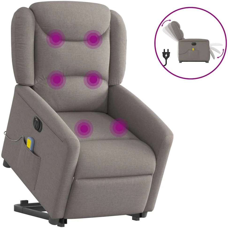 Fotelis Atsistojantis elektrinis masažinis krėslas, taupe, audinys