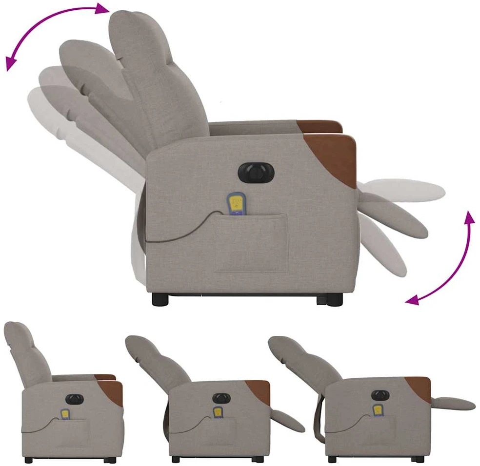 Fotelis Atsistojantis elektrinis masažinis krėslas, taupe, audinys
