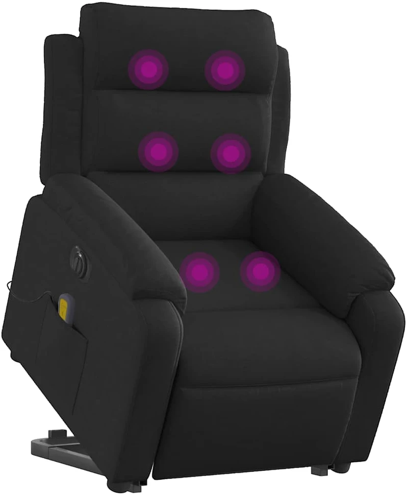 Fotelis Atsistojantis elektrinis masažinis krėslas, juodas, audinys