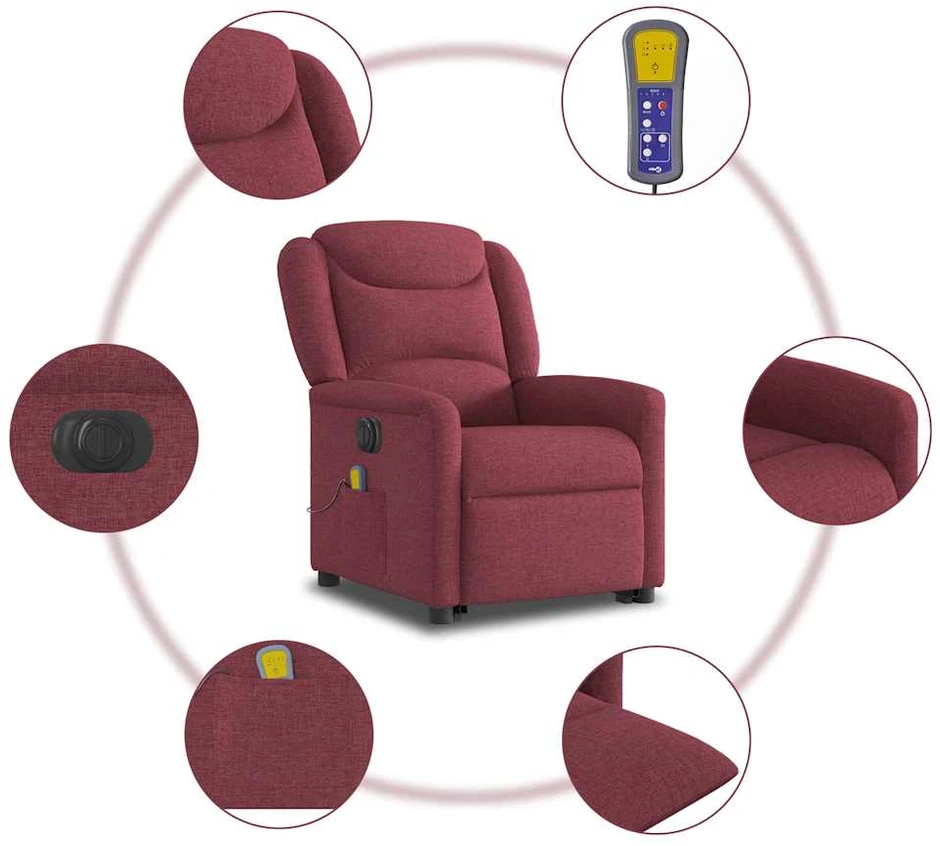 Fotelis Atsistojantis elektrinis masažinis krėslas, vyno, audinys