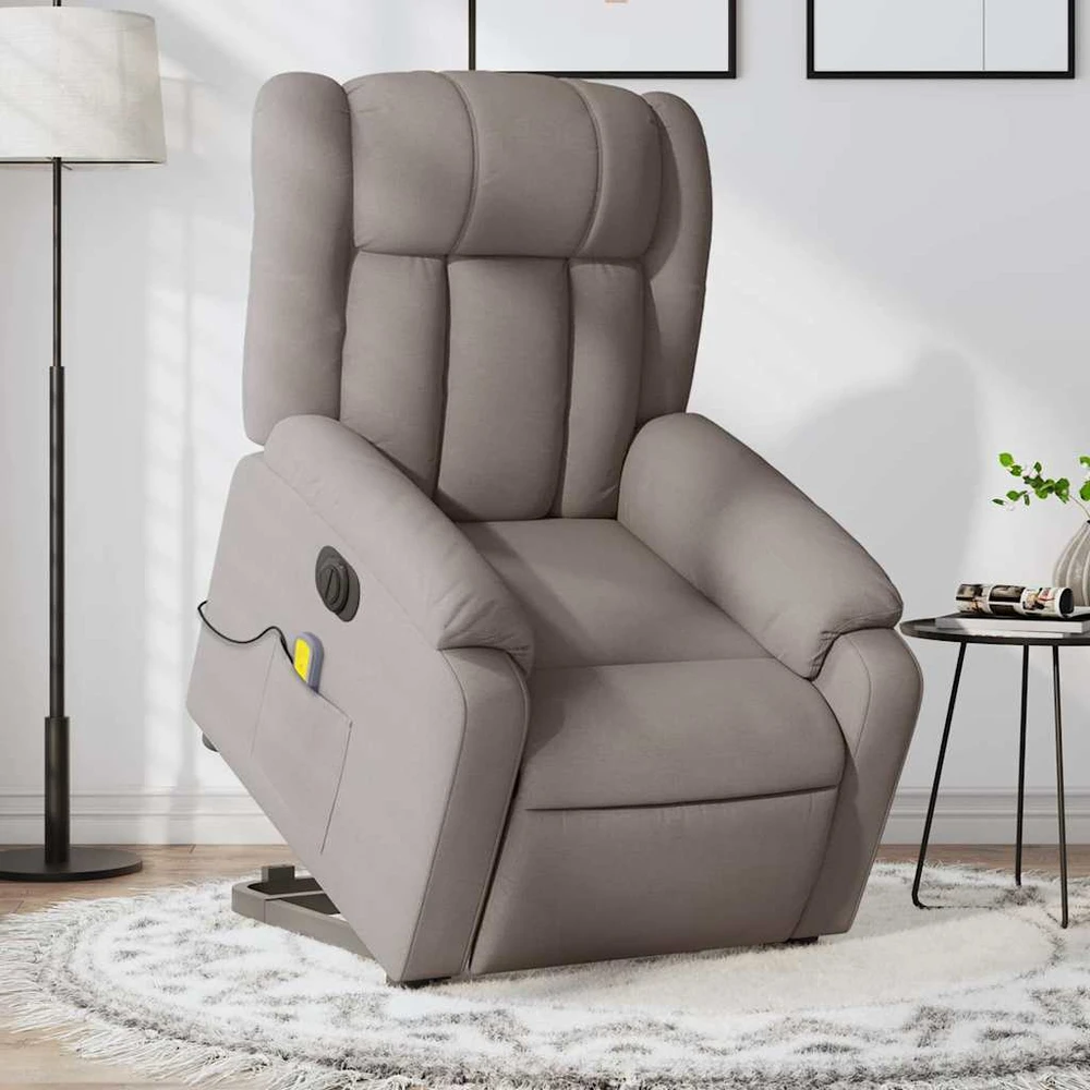 Fotelis Atsistojantis elektrinis masažinis krėslas, taupe, audinys