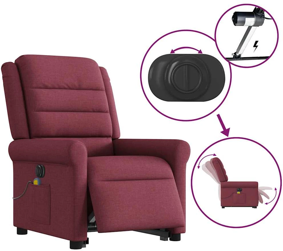 Fotelis Atsistojantis elektrinis masažinis krėslas, vyno, audinys