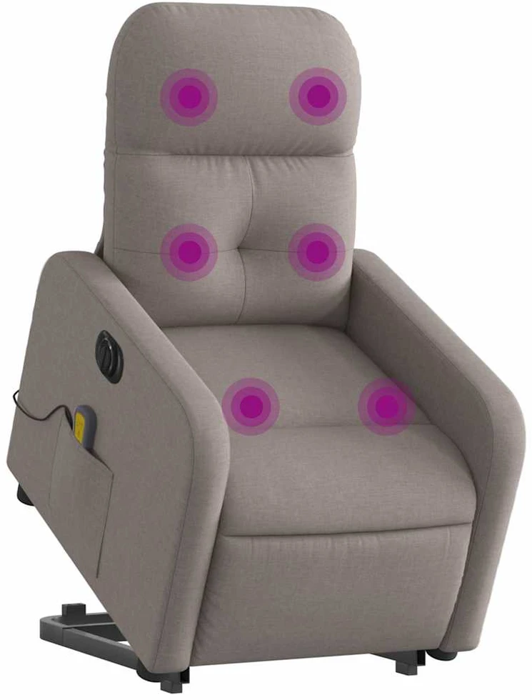 Fotelis Atsistojantis elektrinis masažinis krėslas, taupe, audinys