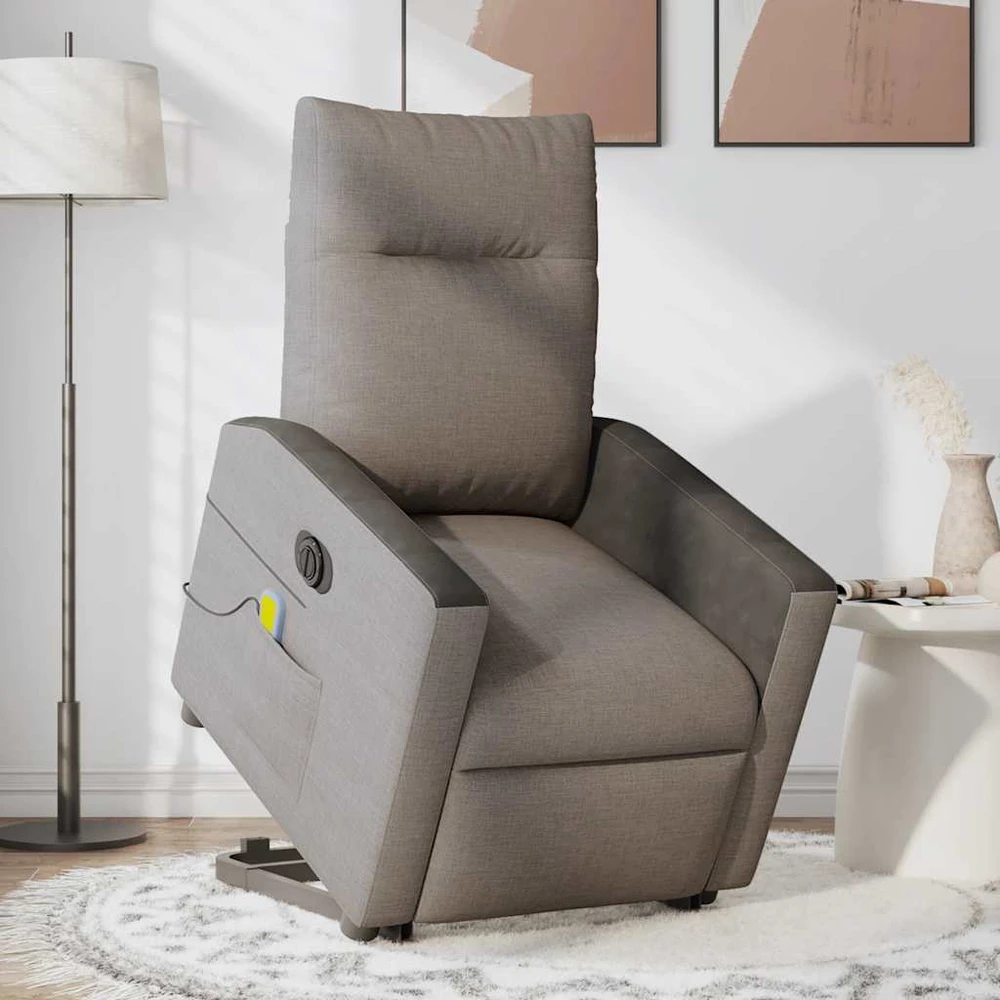 Fotelis Atsistojantis elektrinis masažinis krėslas, taupe, audinys