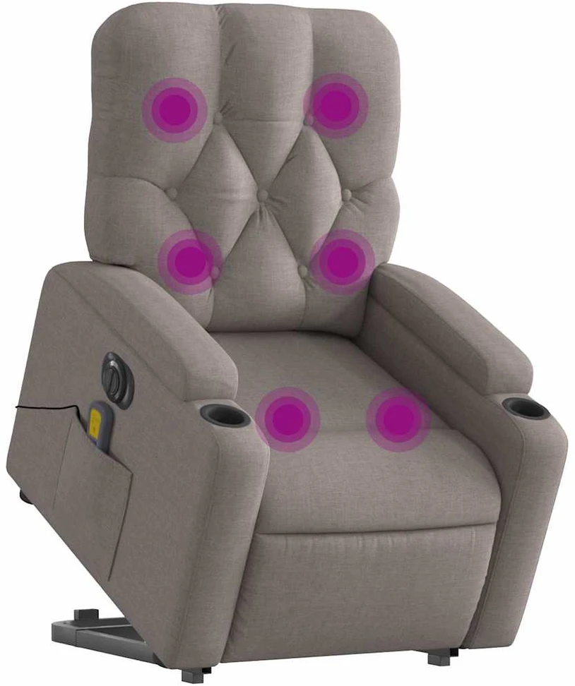 Fotelis Atsistojantis elektrinis masažinis krėslas, taupe, audinys