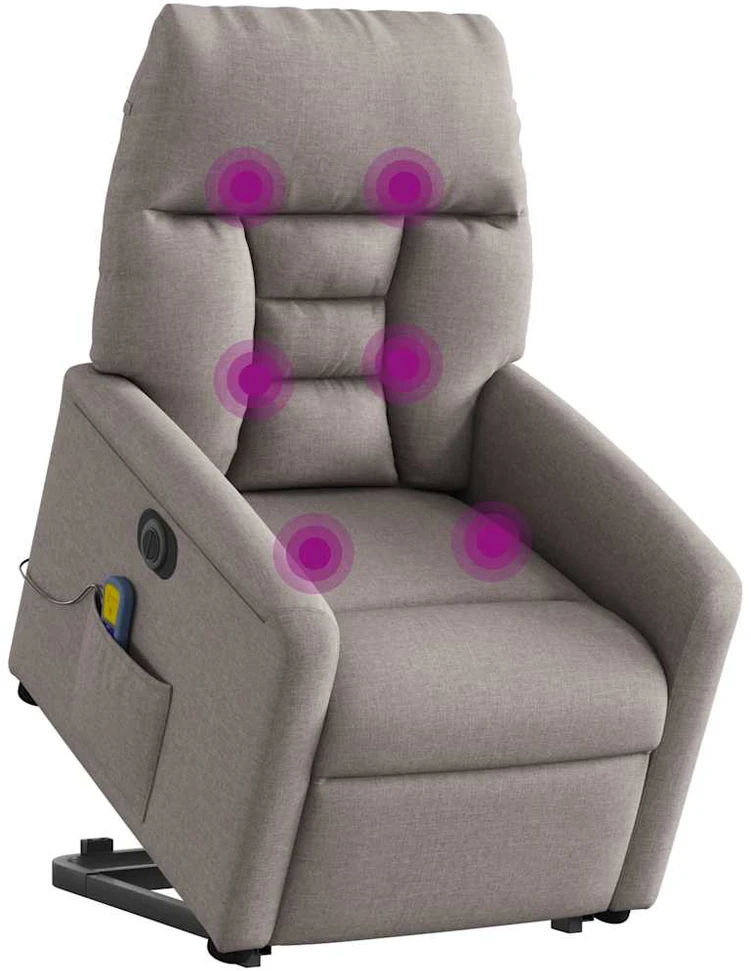 Fotelis Atsistojantis elektrinis masažinis krėslas, taupe, audinys