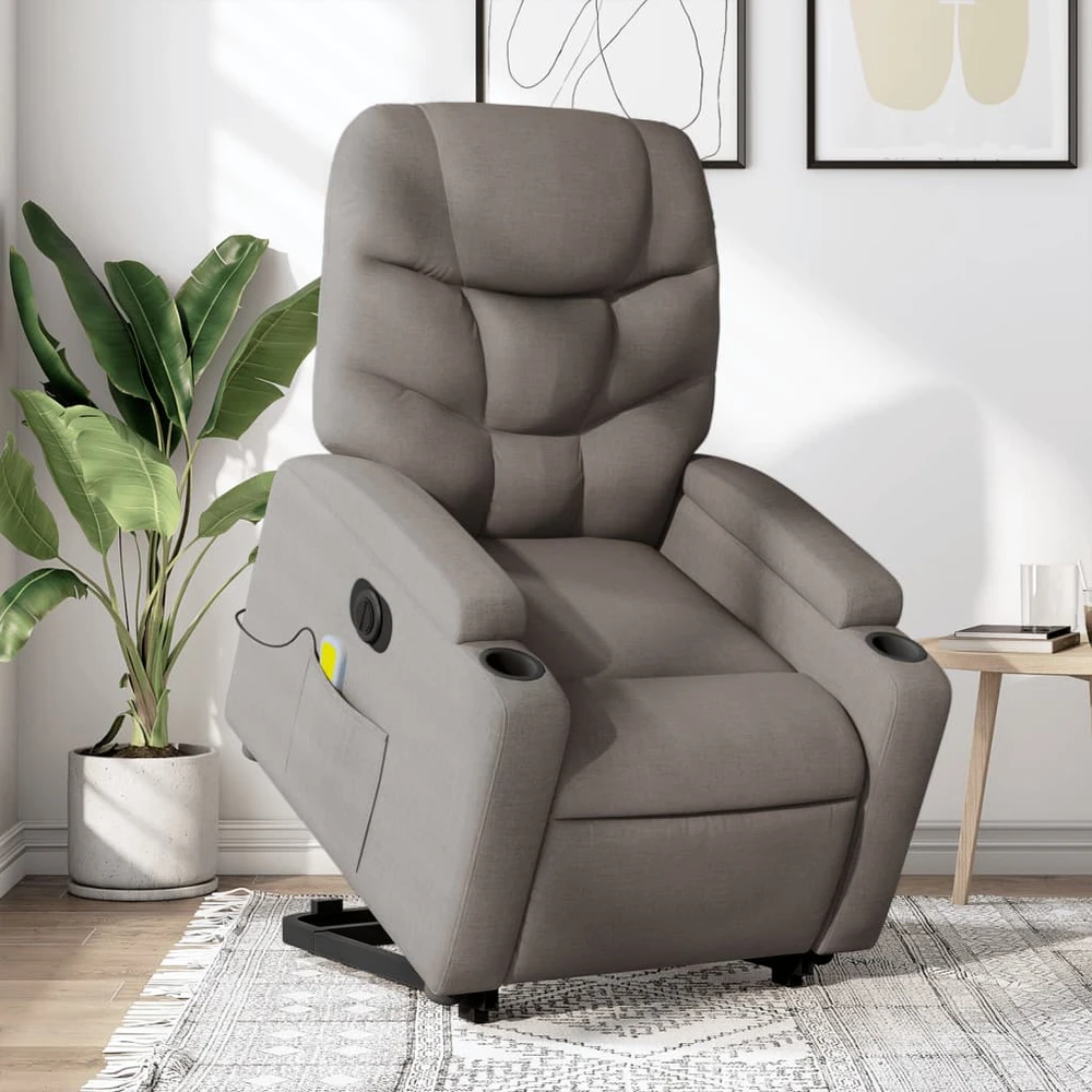 Fotelis Atsistojantis elektrinis masažinis krėslas, taupe, audinys