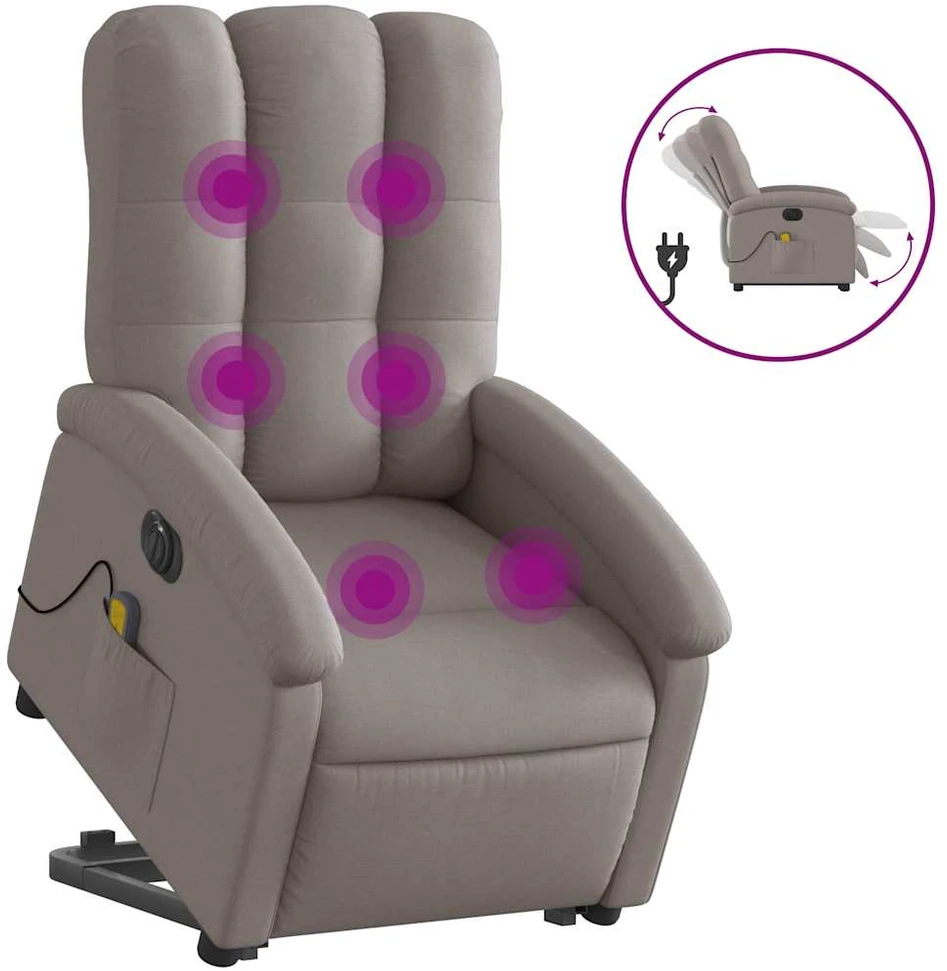 Fotelis Atsistojantis elektrinis masažinis krėslas, taupe, audinys