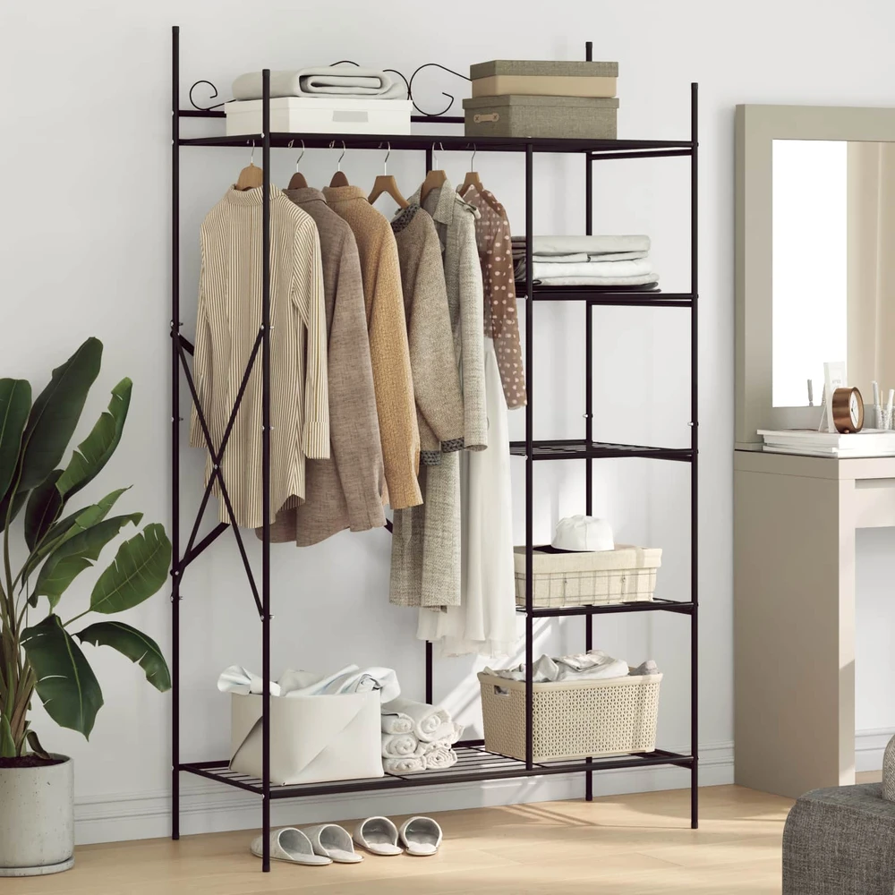 Atvira spinta su lentyna Juoda 104,5 x 45 x 172 cm Plienas