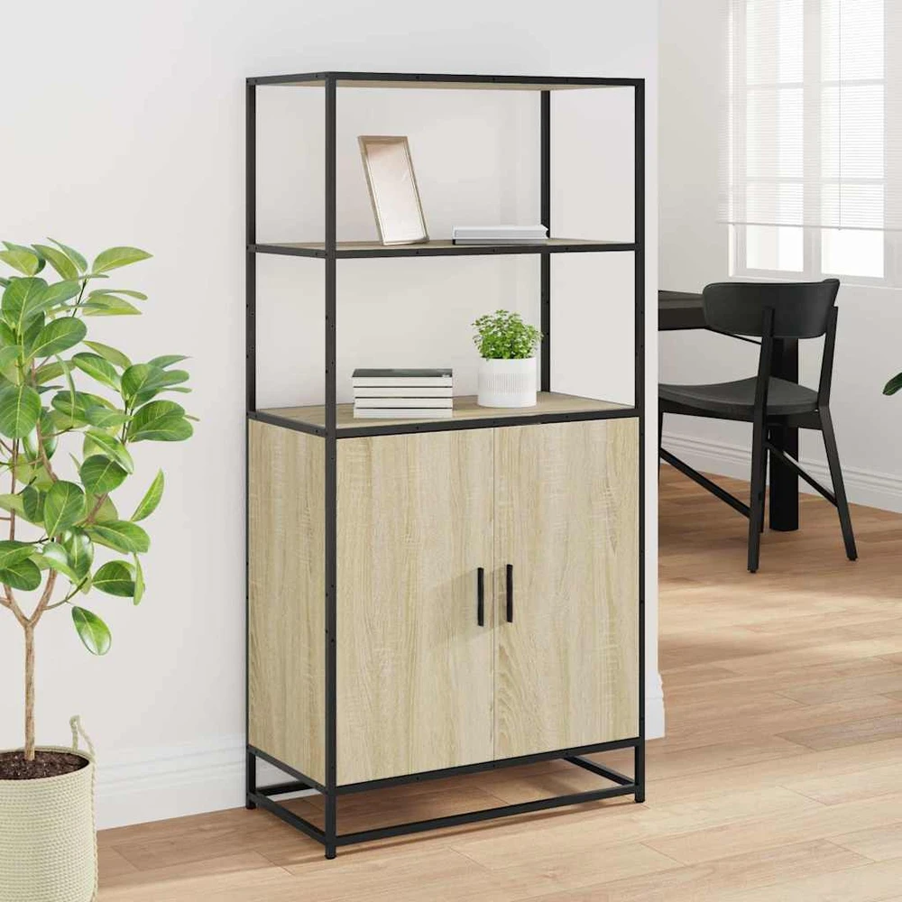 aukšta lenta Sonoma ąžuolas 68x35x139 cm Mediena ir metalas