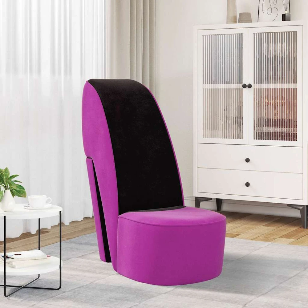Fotelis Aukštakulnio formos kėdė, violetinės spalvos, aksomas