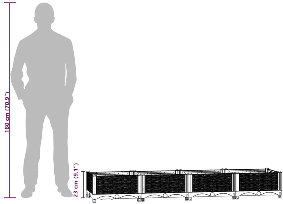 Aukštas lovelis, 160x40x23cm, polipropilenas