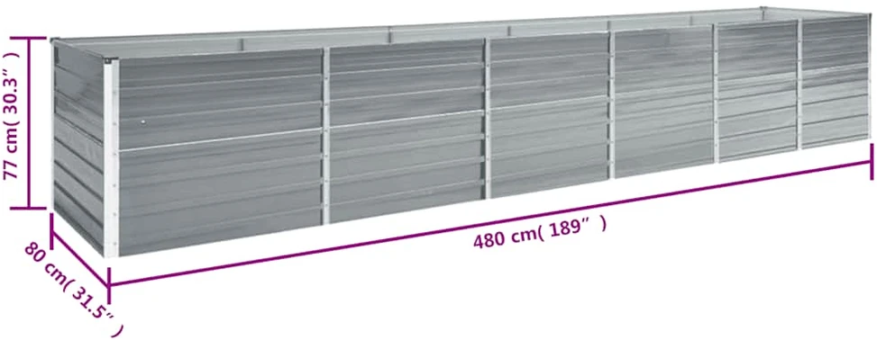 Aukštas lovelis, pilkas, 480x80x77cm, galvanizuotas plienas