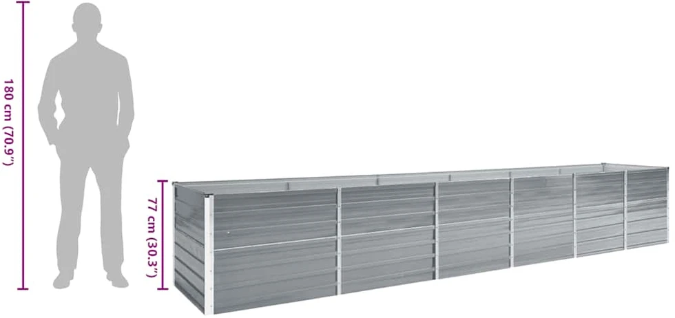 Aukštas lovelis, pilkas, 480x80x77cm, galvanizuotas plienas