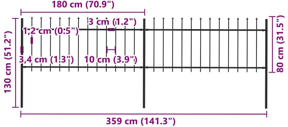 Aukštas sodo lovelis, antracito, 224x80x36cm, plienas