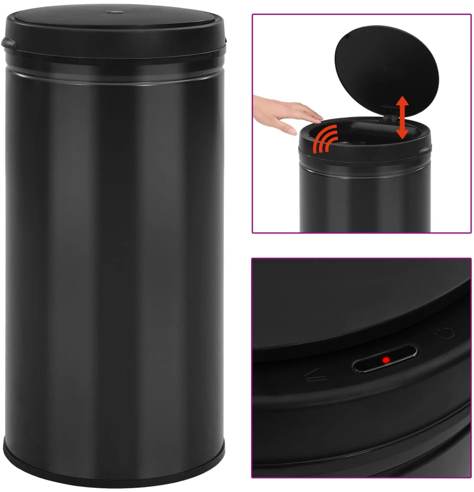 Automatinė šiukšliadėžė su jutikliu, juoda, plienas, 70l