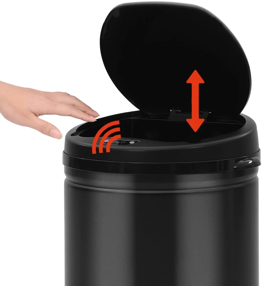 Automatinė šiukšliadėžė su jutikliu, juoda, plienas, 30l