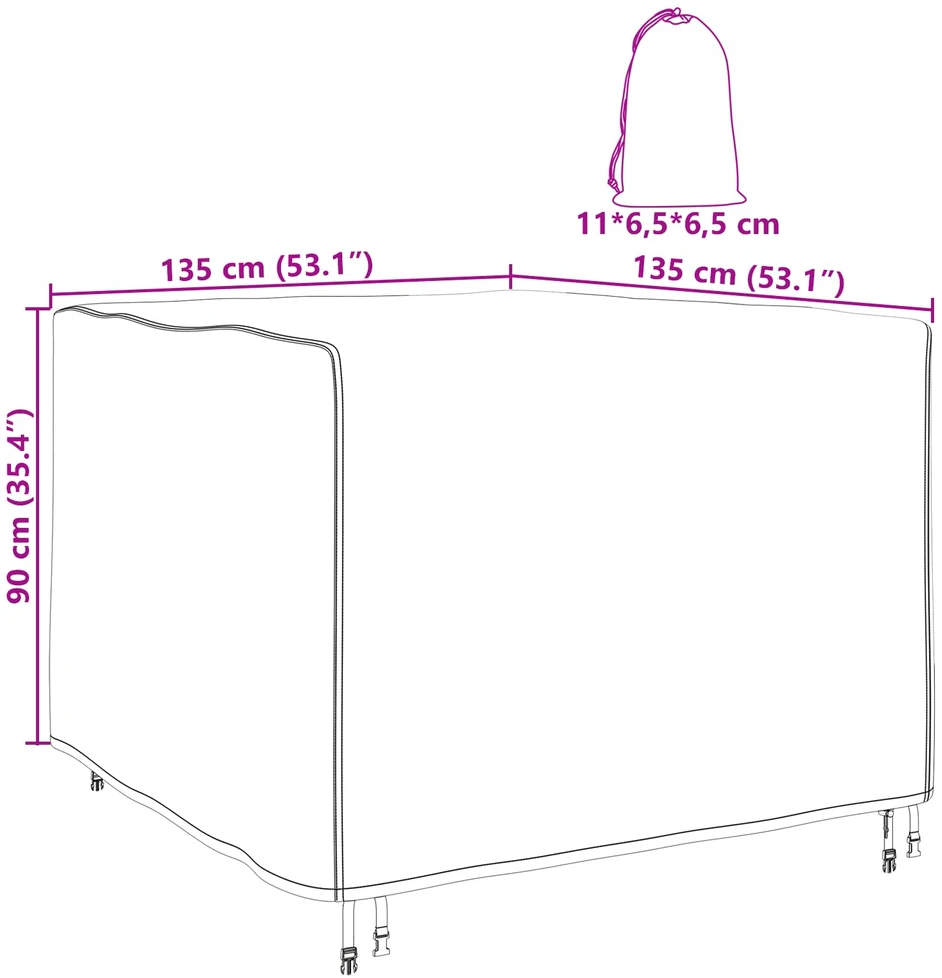 Baldų uždangalas Juoda 135 x 135 x 90 cm 210D Oxford audinys