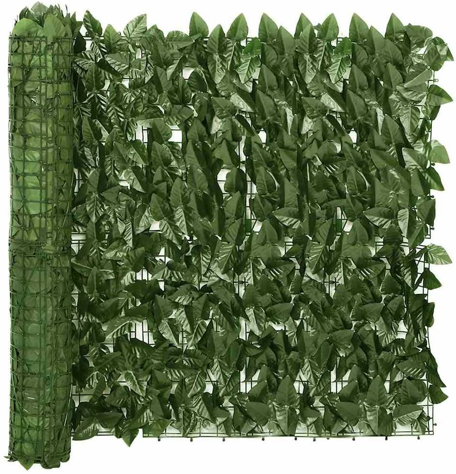 Balkono pertvara, 400x75cm, su tamsiai žaliais lapais