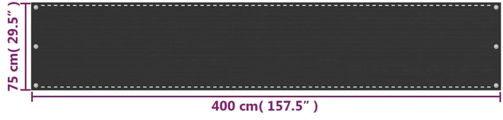 Balkono Pertvara, HDPE, 75x400 cm, Antracito Spalvos