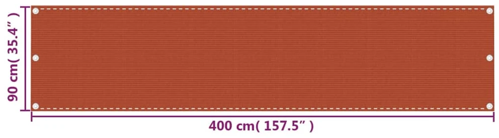 Balkono pertvara, oranžinės spalvos, 90x400cm, HDPE