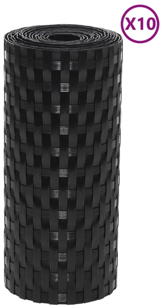Balkono pertvaros, 10vnt., juodos, 255x19cm, poliratanas
