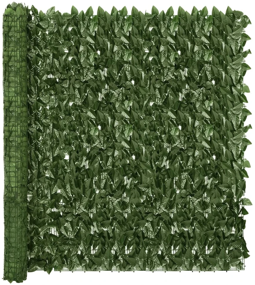 Balkono širma, 300x150cm, su tamsiai žaliais lapais