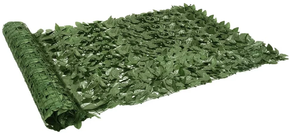 Balkono širma, 300x150cm, su tamsiai žaliais lapais