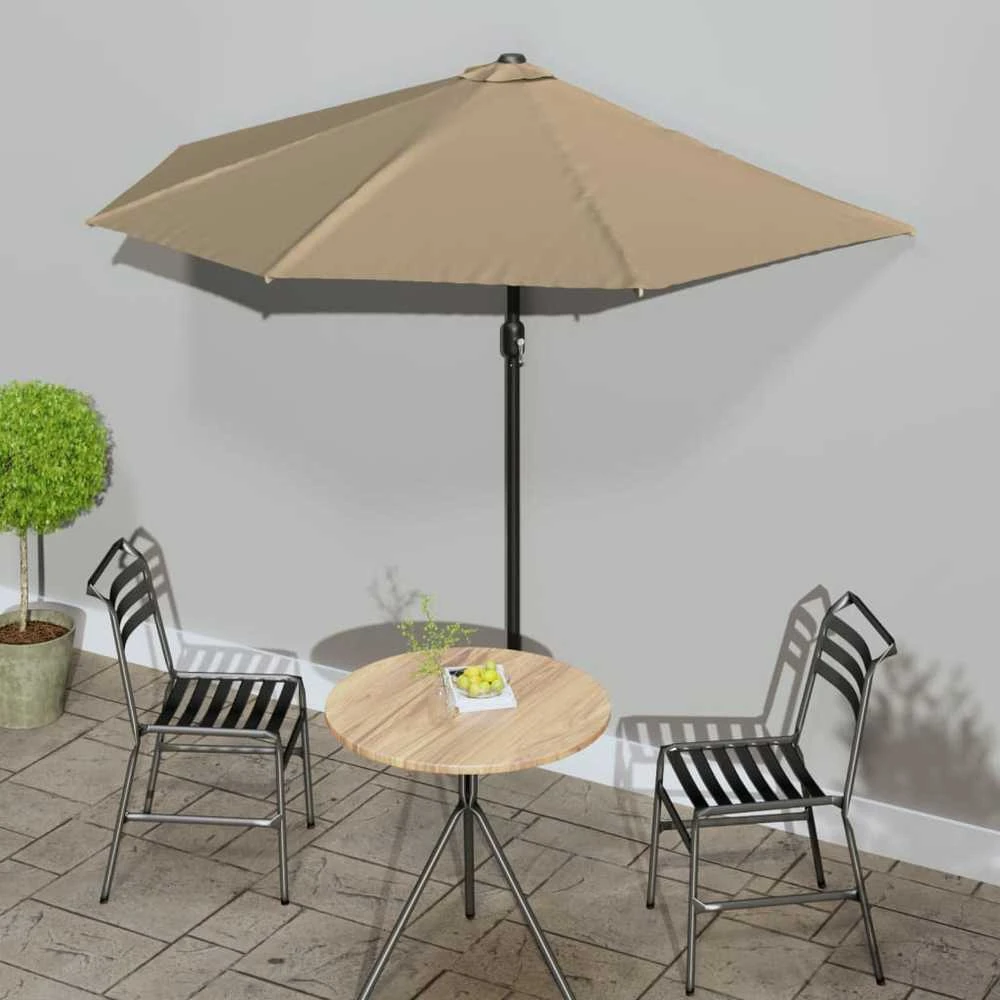 Balkono skėtis su aliuminio stulpu, taupe, 270x144cm, pusinis