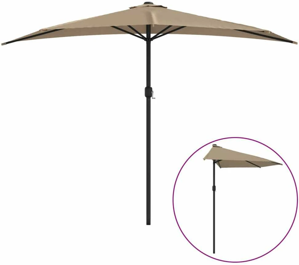 Balkono skėtis su aliuminio stulpu, taupe, 300x155cm, pusinis