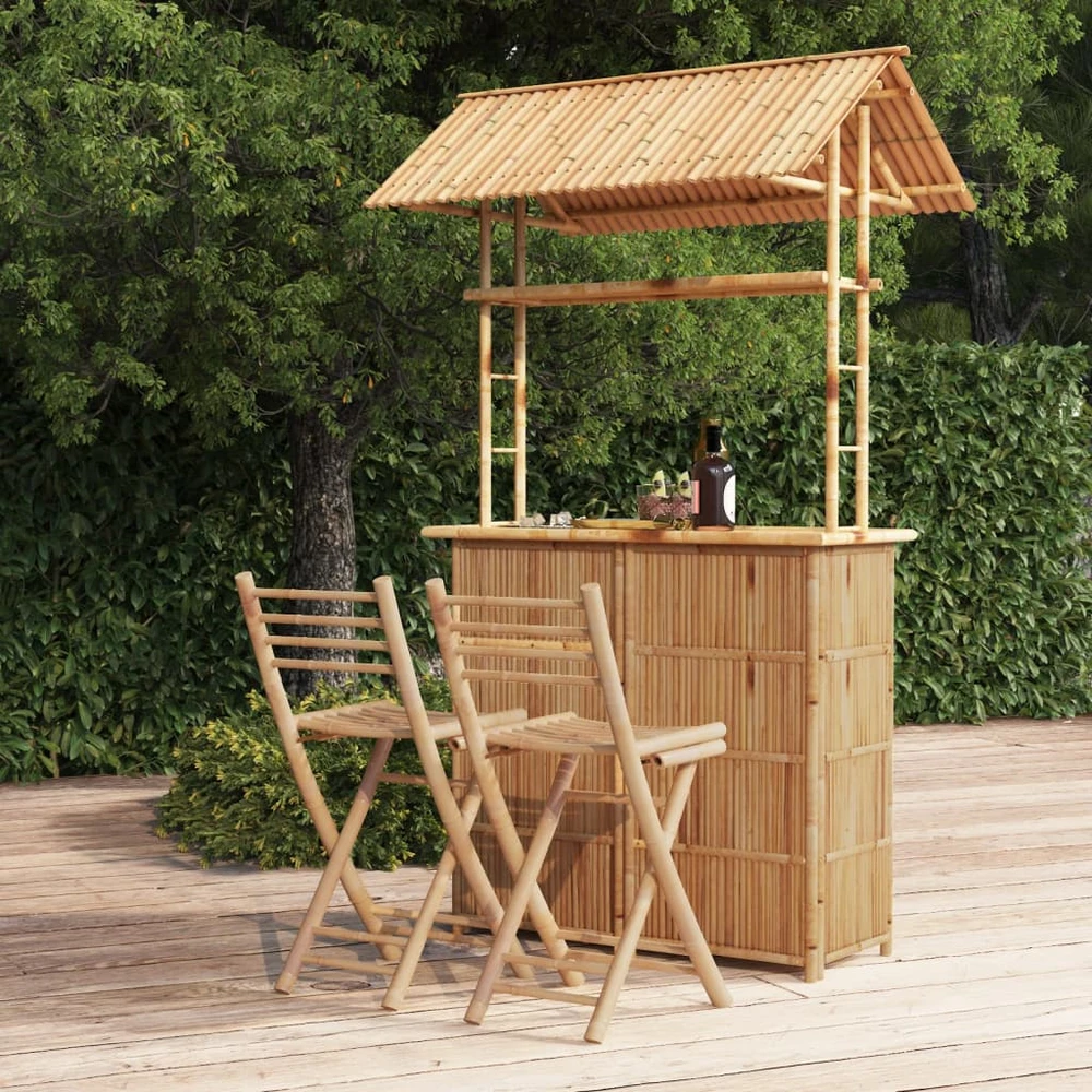 Lauko baldų komplektas Baro baldų komplektas, 3 dalių, bambukas