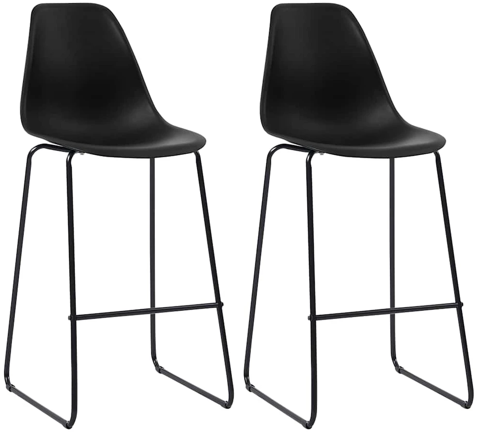 Baro baldų komplektas, 3 dalių, juodos spalvos, plastikas