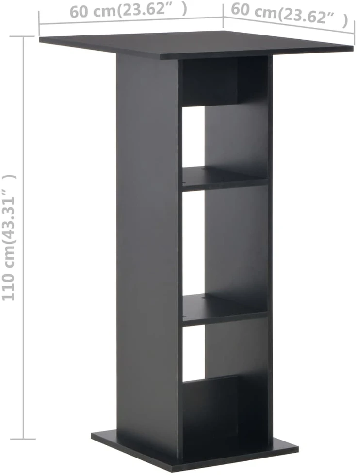 Baro stalas, 60x60x110cm, juodas