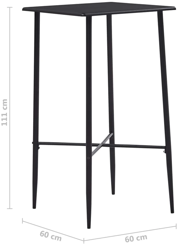 Baro stalas, juodos spalvos, 60x60x111cm, MDF
