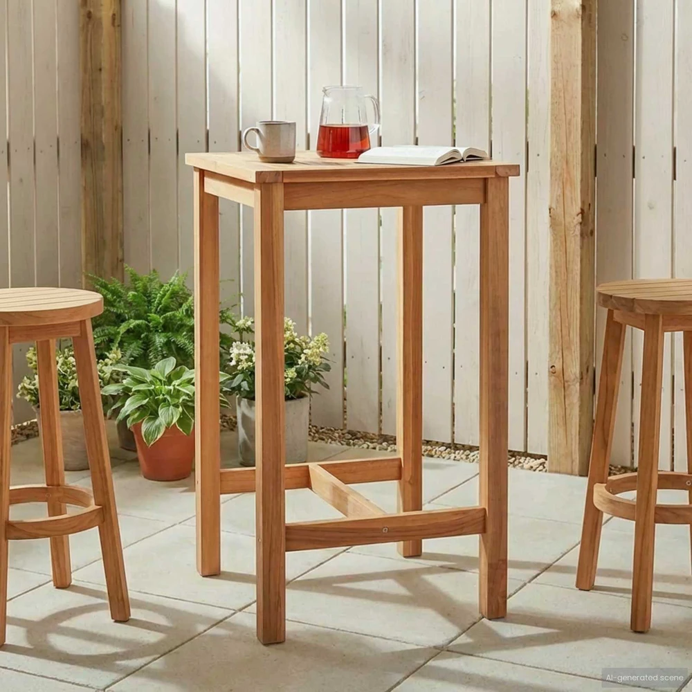Baro stalas Natūrali 60 x 60 x 105 cm Kietasis teak