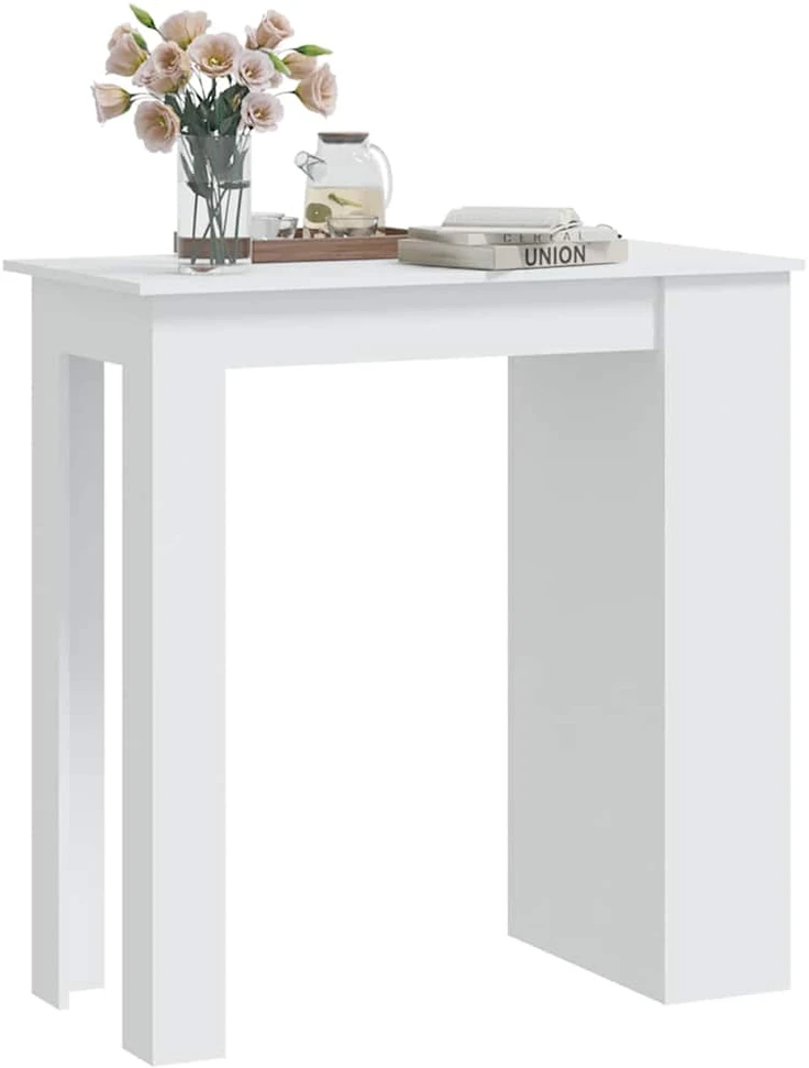 Baro stalas su lentyna, baltas, 102x50x103,5cm, mediena